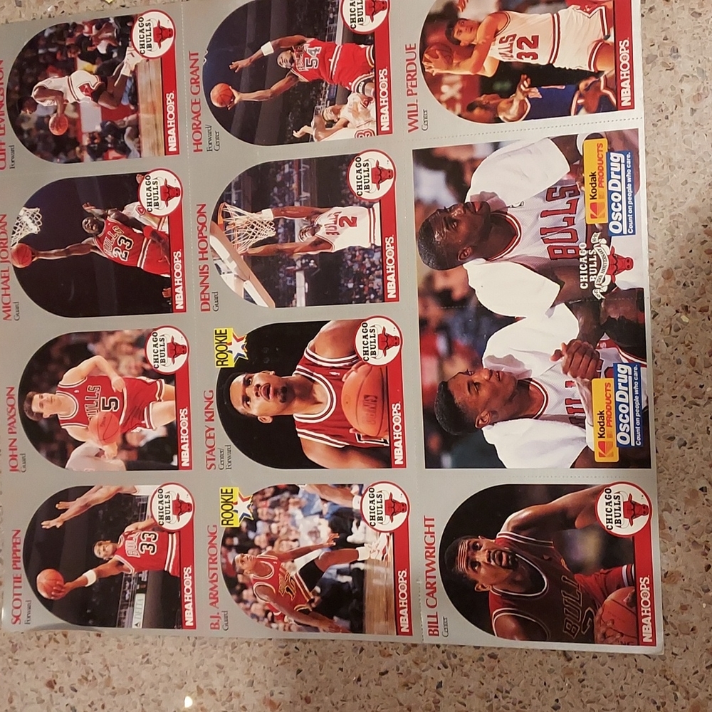 Uncut sheet basketball card